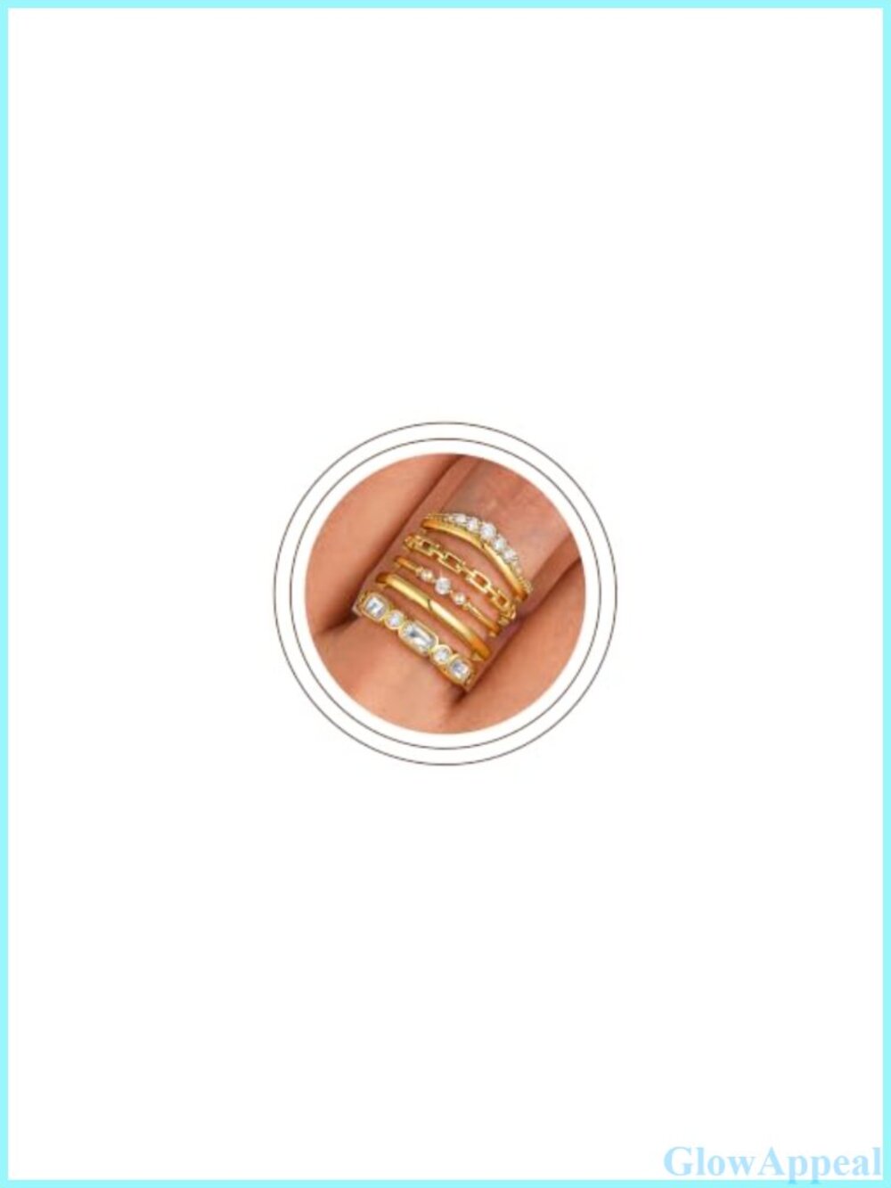 Stackable CZ Rings Set Brass Band Stacking Rings 5 Pieces - Picture 1 of 6